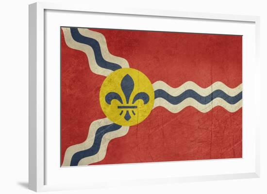 Grunge City Flag Of St Louis City In Missouri In The U.S.A-Speedfighter-Framed Art Print
