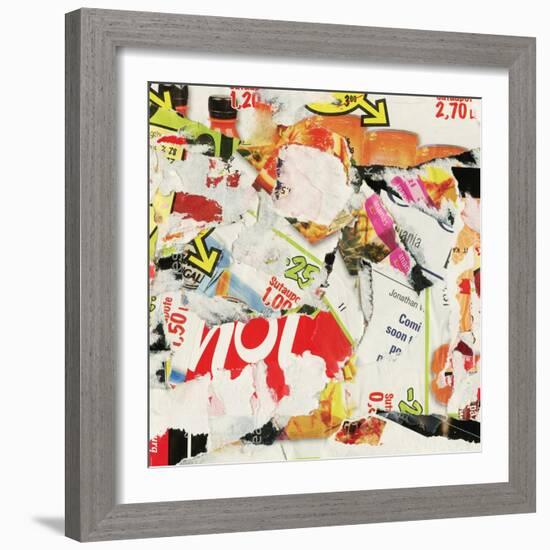 Grunge Collage Background Made Of Torn Advertisement Posters, Magazines-donatas1205-Framed Art Print