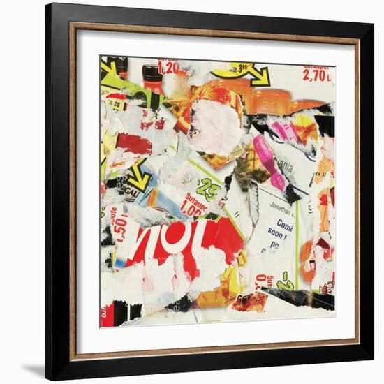 Grunge Collage Background Made Of Torn Advertisement Posters, Magazines-donatas1205-Framed Art Print