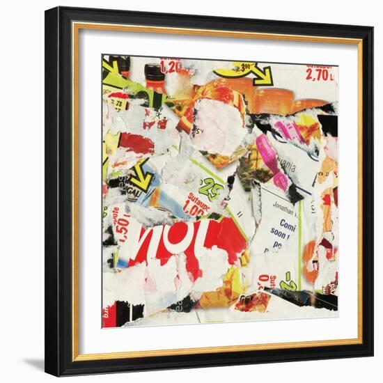 Grunge Collage Background Made Of Torn Advertisement Posters, Magazines-donatas1205-Framed Art Print