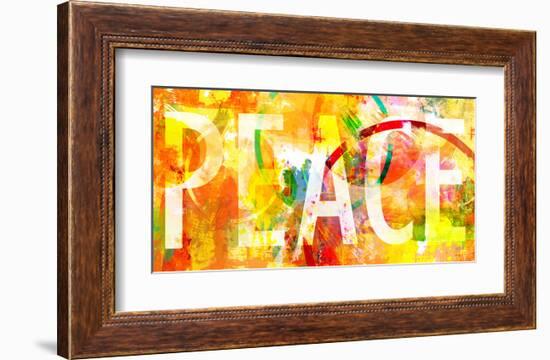 Grunge Collage With Peace Typo-null-Framed Art Print