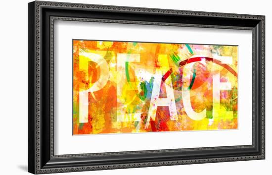 Grunge Collage With Peace Typo-null-Framed Art Print