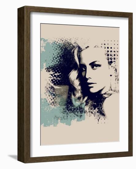 Grunge Composition with a Pretty Girl and Painted Blots-A Frants-Framed Art Print