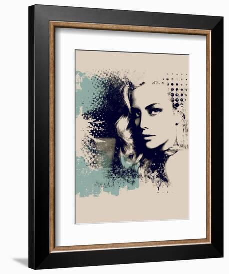 Grunge Composition with a Pretty Girl and Painted Blots-A Frants-Framed Art Print