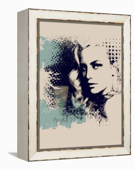 Grunge Composition with a Pretty Girl and Painted Blots-A Frants-Framed Stretched Canvas