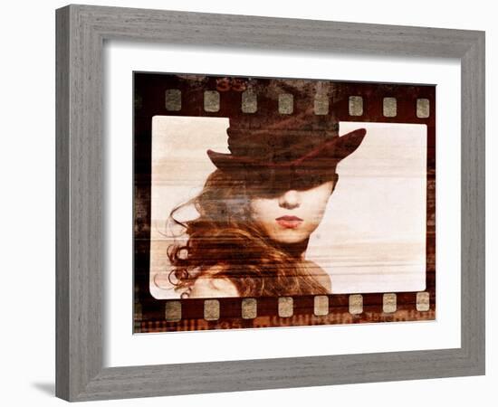 Grunge Film Frame. Retro Shot. Fashion Art Photo-dpaint-Framed Art Print