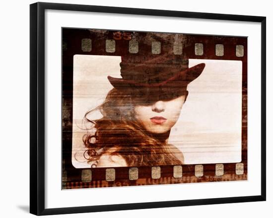 Grunge Film Frame. Retro Shot. Fashion Art Photo-dpaint-Framed Art Print