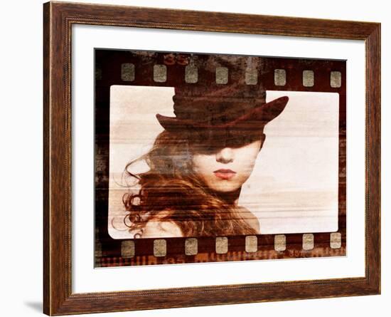 Grunge Film Frame. Retro Shot. Fashion Art Photo-dpaint-Framed Art Print