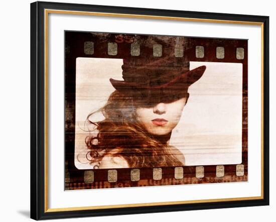 Grunge Film Frame. Retro Shot. Fashion Art Photo-dpaint-Framed Art Print