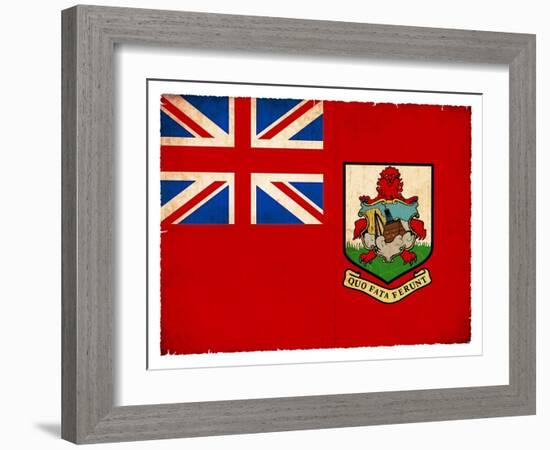 Grunge Flag Of Bermuda-cmfotoworks-Framed Art Print