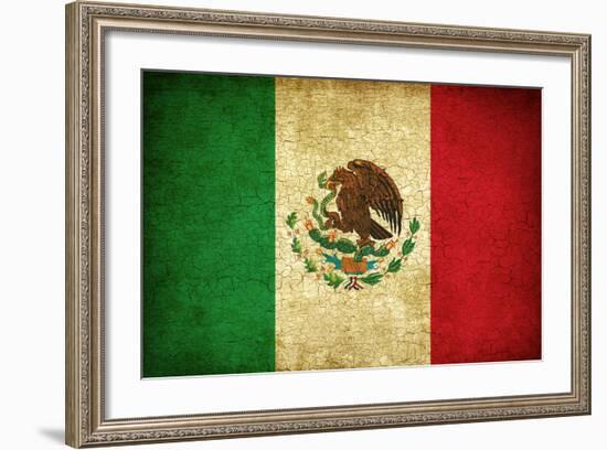 Grunge Flag Of Mexico-Graphic Design Resources-Framed Art Print