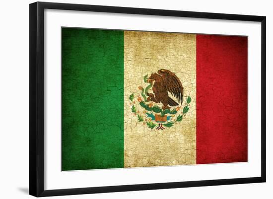 Grunge Flag Of Mexico-Graphic Design Resources-Framed Art Print