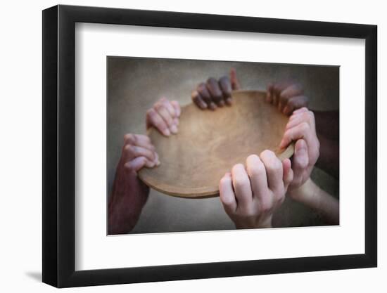 Grunge Image of Many Hands Holding an Empty Bowl-soupstock-Framed Photographic Print