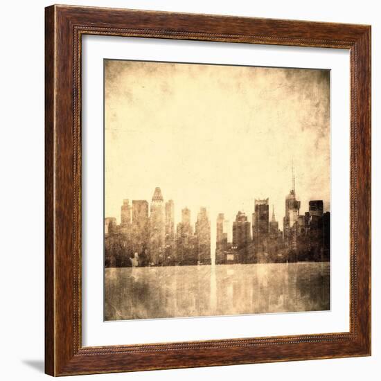 Grunge Image Of New York Skyline-javarman-Framed Art Print