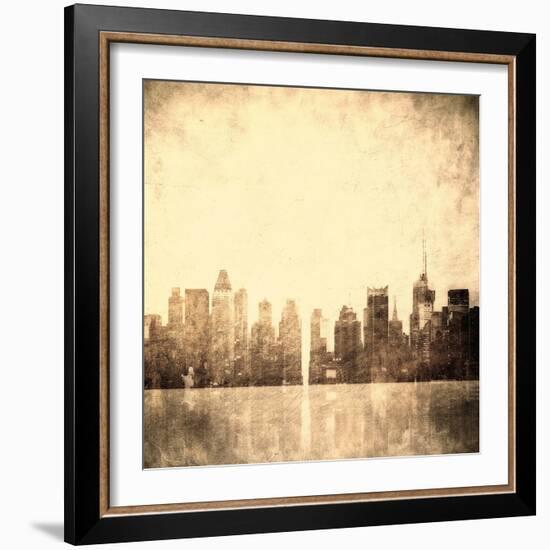 Grunge Image Of New York Skyline-javarman-Framed Art Print