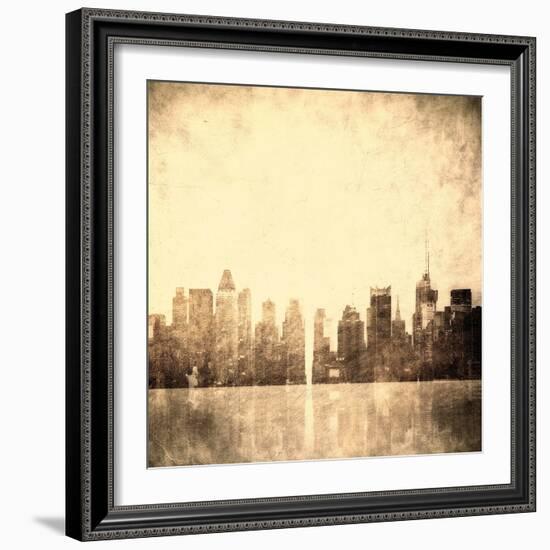 Grunge Image Of New York Skyline-javarman-Framed Art Print