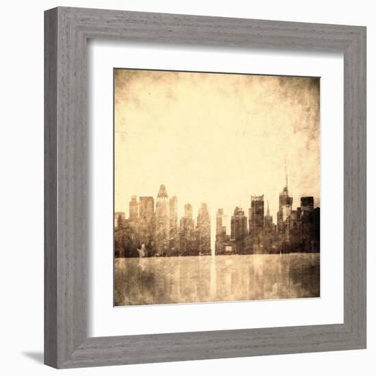 Grunge Image Of New York Skyline-javarman-Framed Art Print