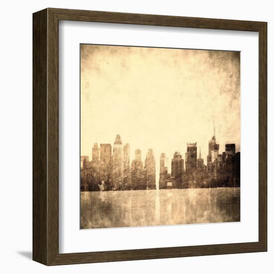 Grunge Image Of New York Skyline-javarman-Framed Art Print