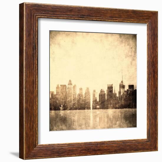 Grunge Image Of New York Skyline-javarman-Framed Art Print