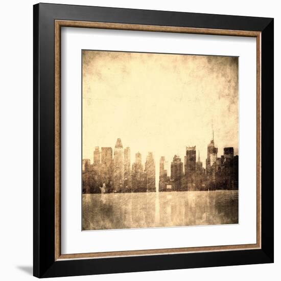 Grunge Image Of New York Skyline-javarman-Framed Art Print