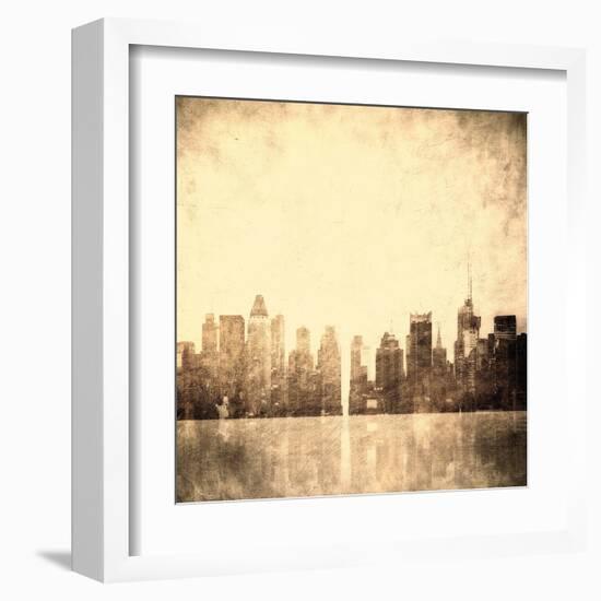 Grunge Image Of New York Skyline-javarman-Framed Art Print