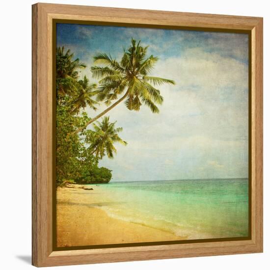 Grunge Image Of Tropical Beach-javarman-Framed Stretched Canvas