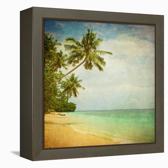 Grunge Image Of Tropical Beach-javarman-Framed Stretched Canvas