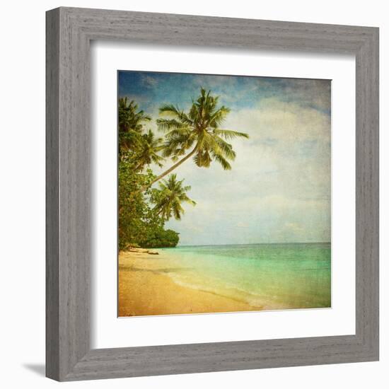 Grunge Image Of Tropical Beach-javarman-Framed Art Print