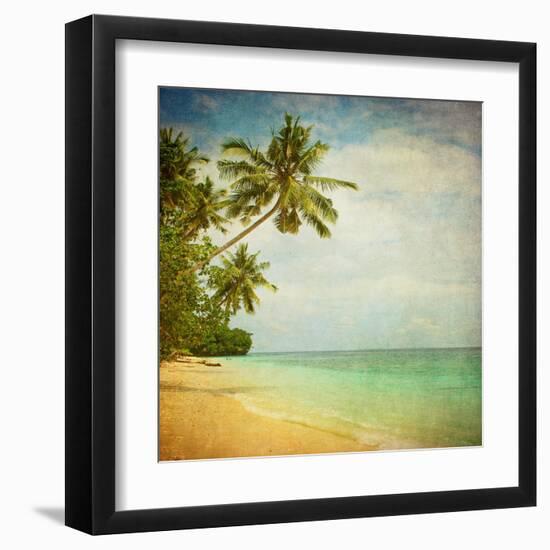 Grunge Image Of Tropical Beach-javarman-Framed Art Print