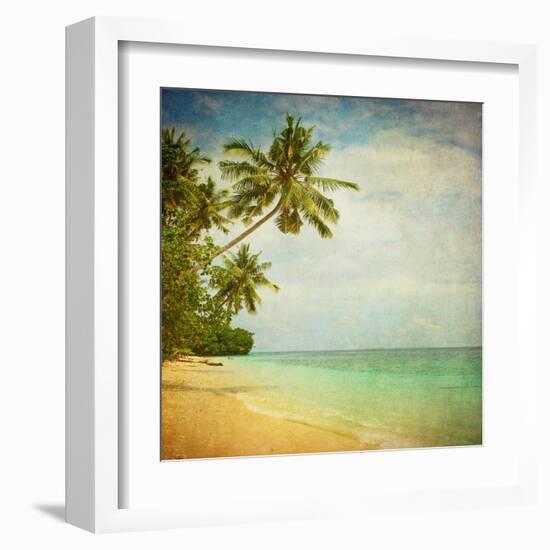 Grunge Image Of Tropical Beach-javarman-Framed Art Print