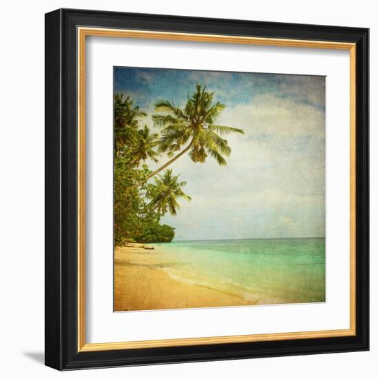 Grunge Image Of Tropical Beach-javarman-Framed Art Print