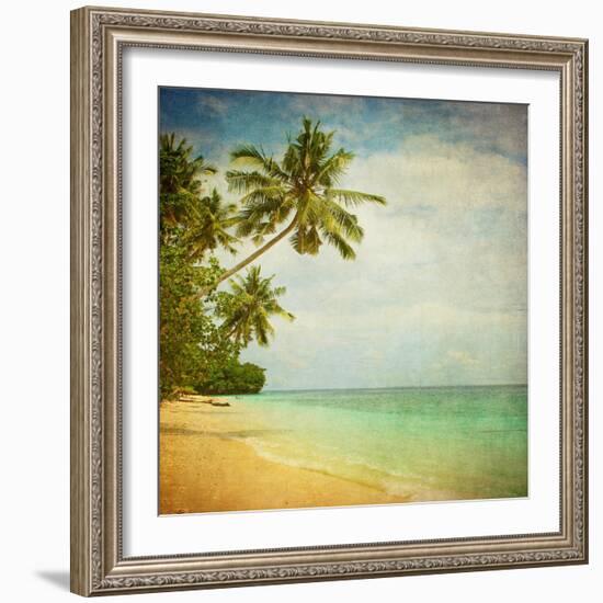 Grunge Image Of Tropical Beach-javarman-Framed Art Print