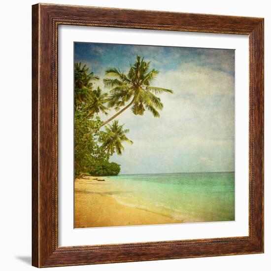 Grunge Image Of Tropical Beach-javarman-Framed Art Print