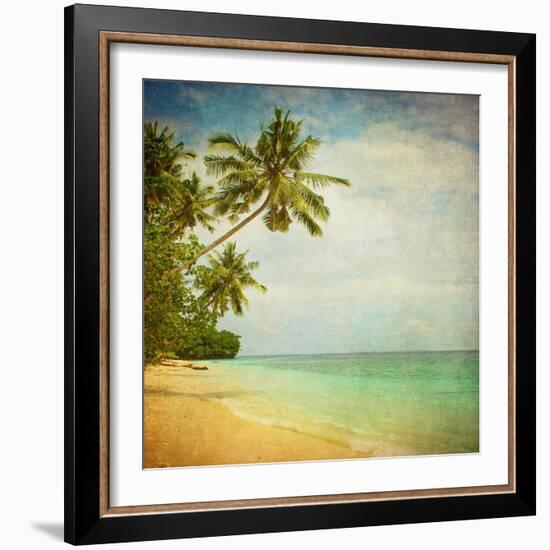 Grunge Image Of Tropical Beach-javarman-Framed Art Print