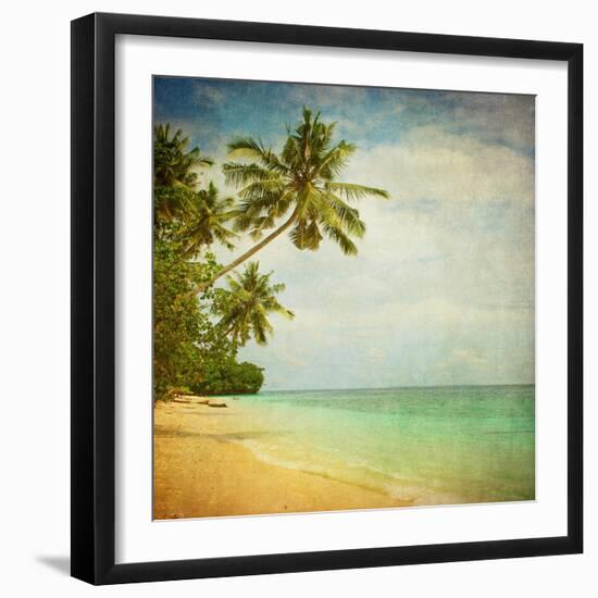 Grunge Image Of Tropical Beach-javarman-Framed Art Print