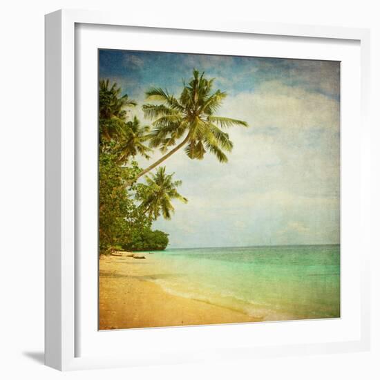 Grunge Image Of Tropical Beach-javarman-Framed Art Print