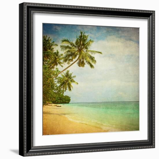 Grunge Image Of Tropical Beach-javarman-Framed Art Print