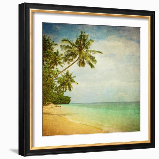 Grunge Image Of Tropical Beach-javarman-Framed Art Print