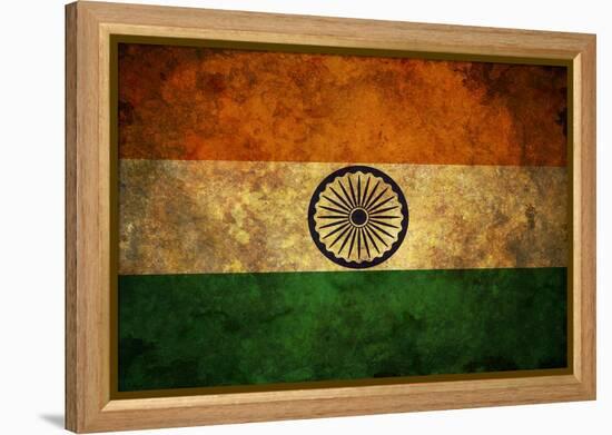 Grunge India Flag-darrenwhi-Framed Stretched Canvas