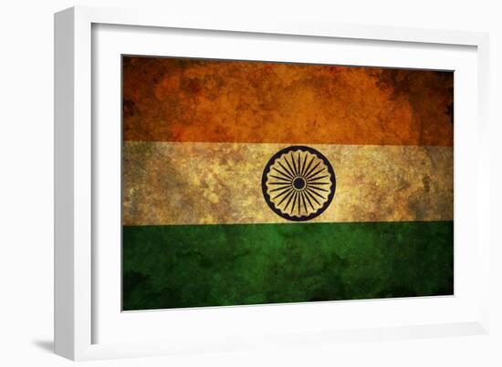 Grunge India Flag-darrenwhi-Framed Art Print