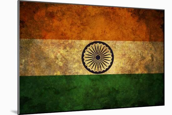 Grunge India Flag-darrenwhi-Mounted Art Print