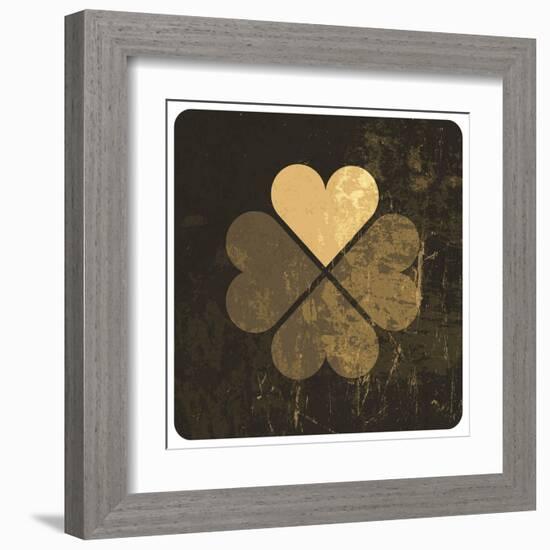 Grunge Lucky Clover Leaf-pashabo-Framed Art Print