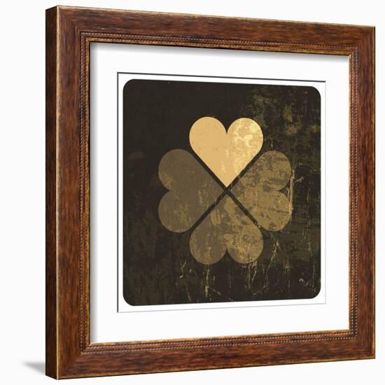 Grunge Lucky Clover Leaf-pashabo-Framed Art Print