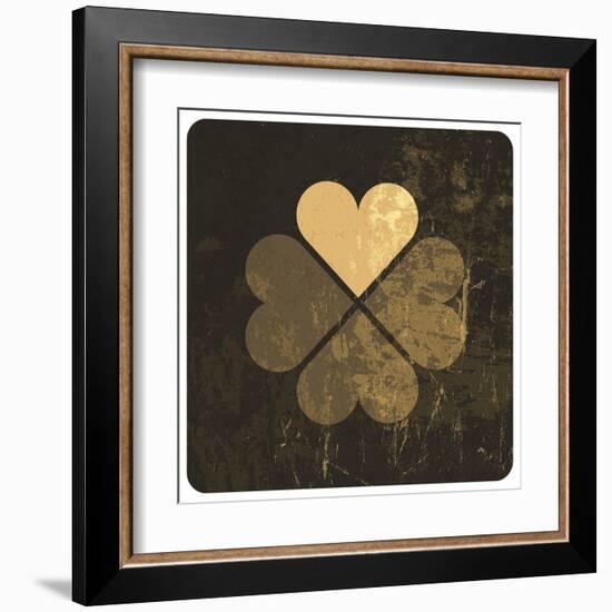 Grunge Lucky Clover Leaf-pashabo-Framed Art Print