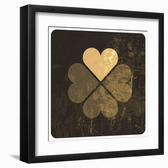 Grunge Lucky Clover Leaf-pashabo-Framed Art Print