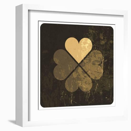 Grunge Lucky Clover Leaf-pashabo-Framed Art Print