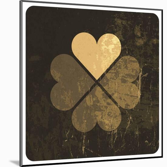 Grunge Lucky Clover Leaf-pashabo-Mounted Art Print