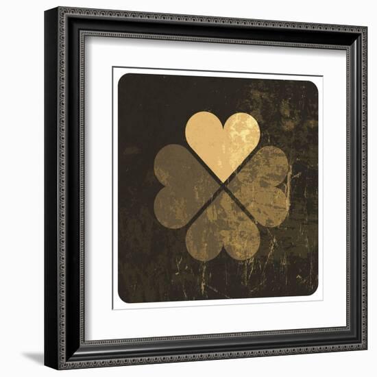 Grunge Lucky Clover Leaf-pashabo-Framed Art Print