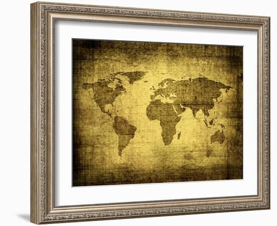 Grunge Map Of The World-javarman-Framed Art Print