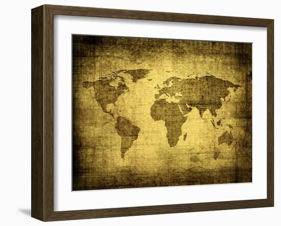 Grunge Map Of The World-javarman-Framed Art Print